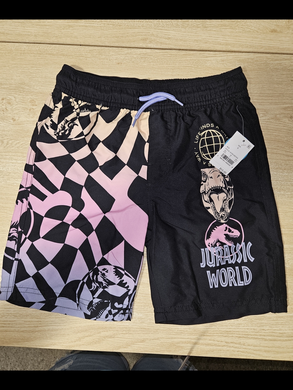 Jurassic World Kids Black and Pink Gradient Swim Trunks